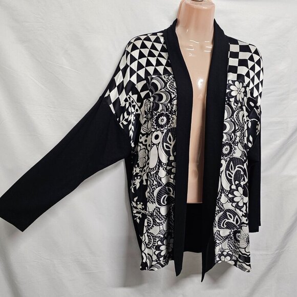 Harari Open Front Jacket Women Size M Black/White - Picture 6 of 13